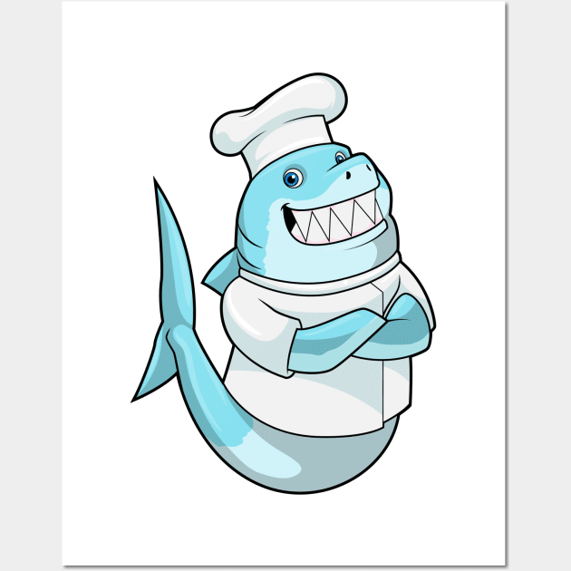 Shark as Chef with Cooking apron Wall Art by Markus Schnabel